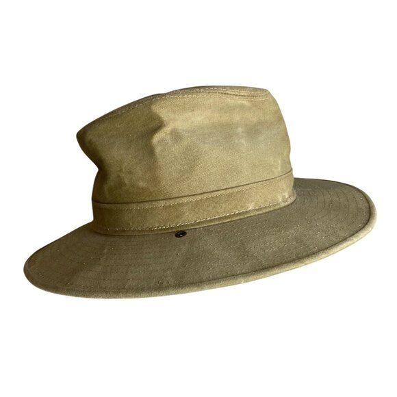 Henshel Hat Company Aussie Walker Bush Hat Khaki‎ Canvas Side Snap Medium USA - Picture 3 of 8
